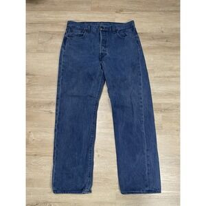 Levi's 501 Jeans Mens Sz 34x30* Dark Blue Button Fly Classic Straight Denim